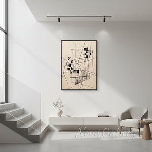 Hand-Painted Minimalist Black Geometric Canvas Painting #SS178
