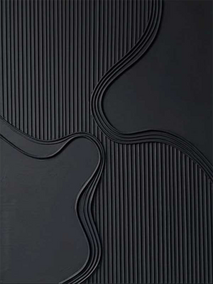 3D Textured Black Cracked Earth Abstract Oil Painting #SS133
