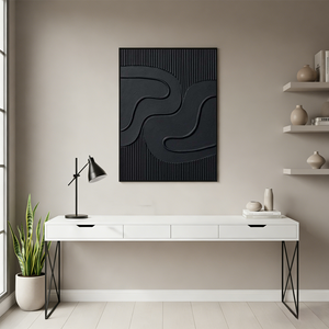 Zen All-Black Concentric Circle Art for Wabi-Sabi Home #SS132