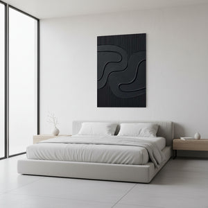 Zen All-Black Concentric Circle Art for Wabi-Sabi Home #SS132