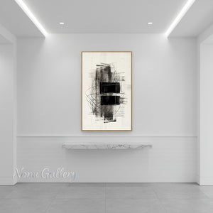 Handmade Minimalist Black Textured Abstract Oil Painting #SS179
