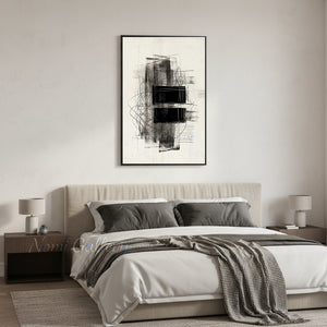 Handmade Minimalist Black Textured Abstract Oil Painting #SS179