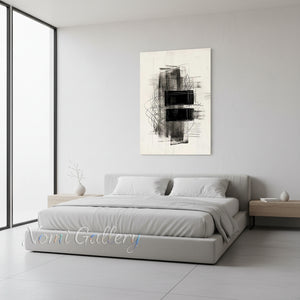 Handmade Minimalist Black Textured Abstract Oil Painting #SS179