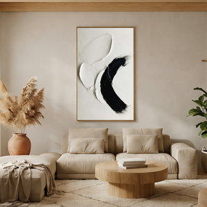 Modern Black & White 3D Textured Wall Art | Hand-Painted #SS135