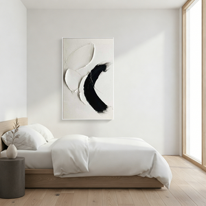 Modern Black & White 3D Textured Wall Art | Hand-Painted #SS135