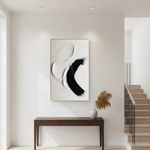 Modern Black & White 3D Textured Wall Art | Hand-Painted #SS135
