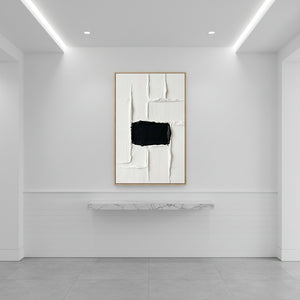 Hand-Painted Wabi-Sabi Black Block 3D Textured Oil Painting #SS136