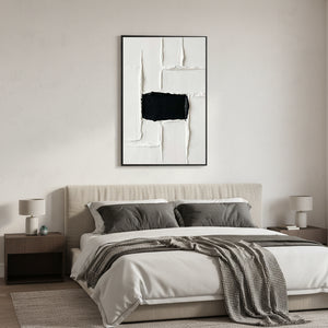 Hand-Painted Wabi-Sabi Black Block 3D Textured Oil Painting #SS136