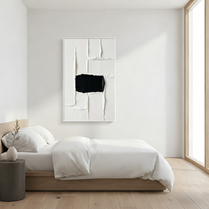 Hand-Painted Wabi-Sabi Black Block 3D Textured Oil Painting #SS136