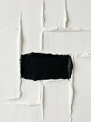 Hand-Painted Wabi-Sabi Black Block 3D Textured Oil Painting #SS136