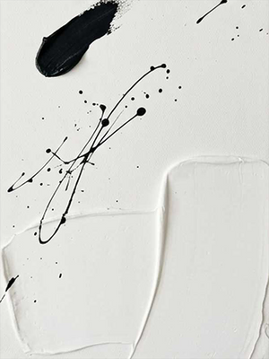 3D Textured Black & White Stratum Oil Painting #SS134