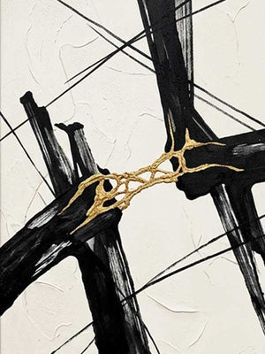 Modern Black & Gold Abstract Canvas Art #SS176