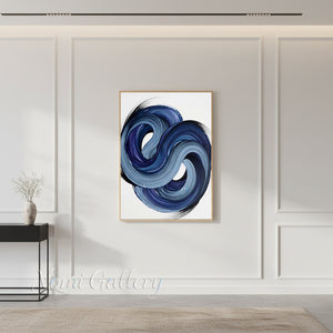 Handmade Blue Swirl Abstract Textured Canvas Art #SS181