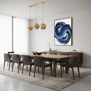 Handmade Blue Swirl Abstract Textured Canvas Art #SS181