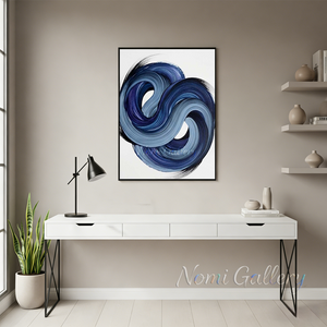 Handmade Blue Swirl Abstract Textured Canvas Art #SS181