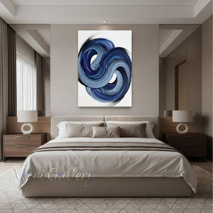 Handmade Blue Swirl Abstract Textured Canvas Art #SS181