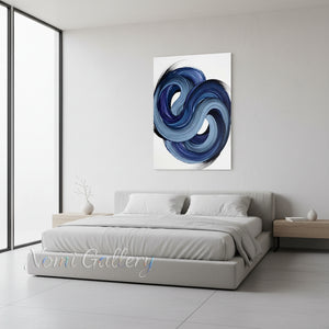 Handmade Blue Swirl Abstract Textured Canvas Art #SS181