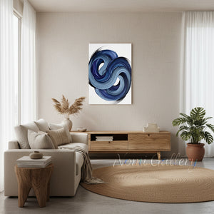 Handmade Blue Swirl Abstract Textured Canvas Art #SS181