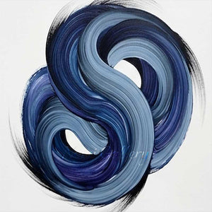 Abstract Blue Ocean Swirl Hand-Painted Heavy Texture Oil Canvas #SS240
