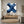 English: Modern Blue Cross Stroke Minimalist Hand-Painted Abstract Oil Canvas #SS241