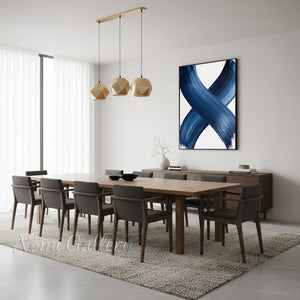 Handmade Blue Intersecting Brushstroke Abstract Art #SS182