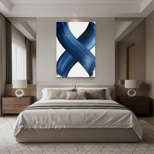 Handmade Blue Intersecting Brushstroke Abstract Art #SS182