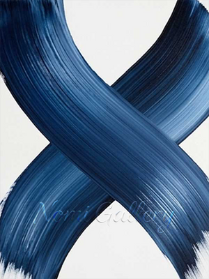 Handmade Blue Intersecting Brushstroke Abstract Art #SS182
