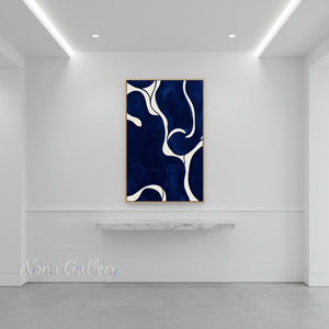 Handmade Cobalt Blue Abstract Curved Canvas Art #SS180