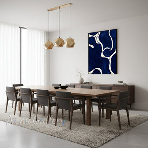 Handmade Cobalt Blue Abstract Curved Canvas Art #SS180