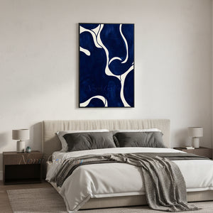 Handmade Cobalt Blue Abstract Curved Canvas Art #SS180