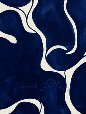 Handmade Cobalt Blue Abstract Curved Canvas Art #SS180