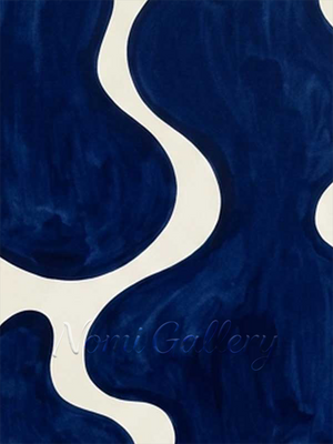 Handmade Blue Fluid Wave Abstract Framed Canvas Art #SS183