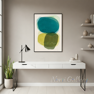 Handmade Green Watercolor Abstract Translucent Canvas Art #SS184