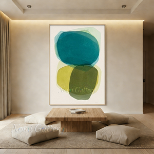 Handmade Green Watercolor Abstract Translucent Canvas Art #SS184