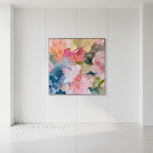 Heavy Impasto Colorful Floral Hand-Painted Abstract Oil Painting #SS222