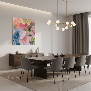 Heavy Impasto Colorful Floral Hand-Painted Abstract Oil Painting #SS222