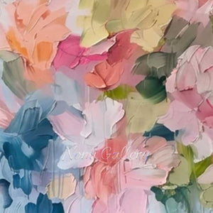 Heavy Impasto Colorful Floral Hand-Painted Abstract Oil Painting #SS222