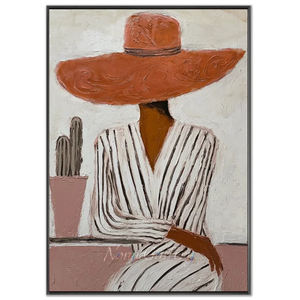 Handmade Modernist Portrait Oil Painting, Elegant Woman Art #SS320