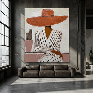 Handmade Modernist Portrait Oil Painting, Elegant Woman Art #SS320