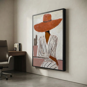 Handmade Modernist Portrait Oil Painting, Elegant Woman Art #SS320