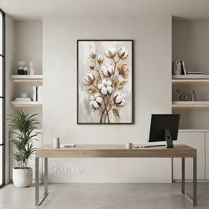 Modern Gold Leaf Floral Canvas Wall Art for Living Room #SS194