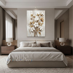 Modern Gold Leaf Floral Canvas Wall Art for Living Room #SS194
