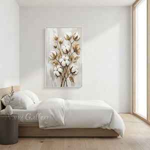 Modern Gold Leaf Floral Canvas Wall Art for Living Room #SS194