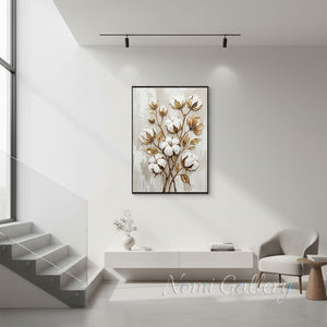 Modern Gold Leaf Floral Canvas Wall Art for Living Room #SS194