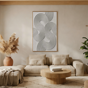 Hand-Painted 3D Textured S-Curve Geometric Abstract Oil Painting #SS137