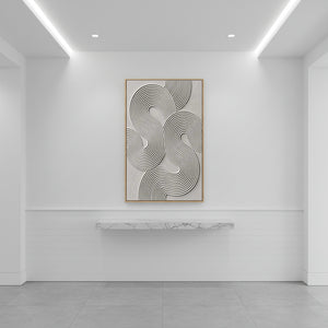 Hand-Painted 3D Textured S-Curve Geometric Abstract Oil Painting #SS137