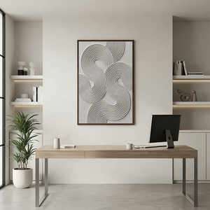 Hand-Painted 3D Textured S-Curve Geometric Abstract Oil Painting #SS137