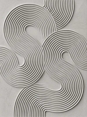 Hand-Painted 3D Textured S-Curve Geometric Abstract Oil Painting #SS137