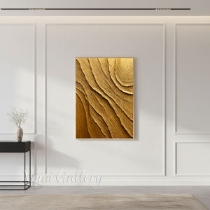 Heavy Textured Gold Abstract Canvas Wall Art #SS196