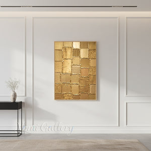 Handmade Gold Line Minimalist Textured Abstract Canvas Art #SS189